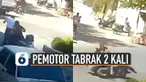 Mengendarai motor memang harus berhati-hati. Jangan sampai terjadi kesalahan seperti pengendara motor ini.