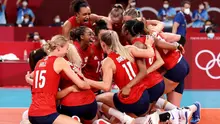 Reaksi para pemain AS setelah berhasil mengalahkan Brasil di Final Olimpiade, Minggu (08/08/2021). (Foto: Olympics)