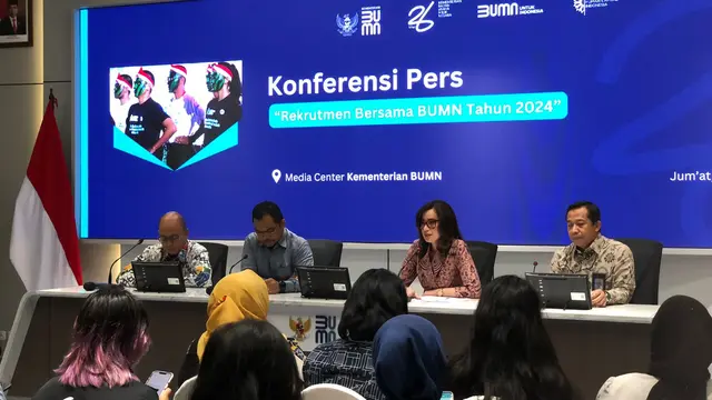 Konferensi pers rekrutmen bersama BUMN tahun 2024, Jumat (22/3/2024). (Foto: Liputan6.com/Tira S)