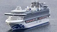 Kapal pesiar Diamond Princess berlabuh di Pelabuhan Yokohama saat kedatangan di Yokohama, Tokyo (4/2/2020). (Kyodo News via AP)