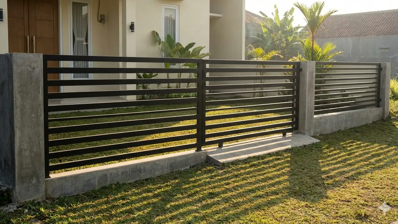 Inspirasi Pagar Rumah Rendah tapi Tetap Aman dan Estetik. AI