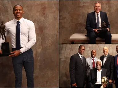 Berikut ini foto-foto Russell Westbrook dan para pemenang NBA Awards 2017. (Kolase foto-foto dari NBAE via Getty Images)
