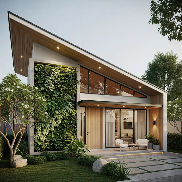 Inspirasi Rumah 1 Lantai dengan Atap Miring Satu Sisi