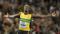 Pelari tercepat dunia, Usain Bolt, enggan bergabung bersama MU karena Louis Van Gaal. (Reuters/Carl Recine)
