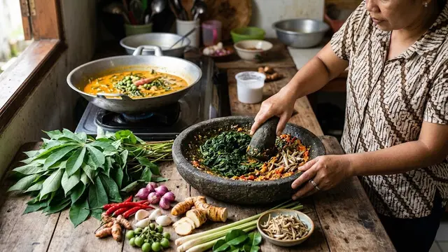 Resep Daun Ubi Tumbuk Khas Medan (AI Generated)