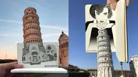 6 Kreasi Lukisan Tangan Digabung Menara Pisa Ini Hasilnya Bikin Takjub (sumber: Instagram/citylivesketch)