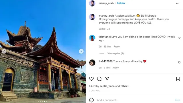 Manny eks Varsity memberikan ucapan Idulfitri (Foto: Instagram @mannyarab)