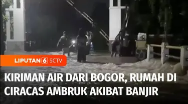 Hujan deras dan air kiriman dari Bogor membuat sejumlah wilayah di Jakarta terendam banjir hingga Rabu malam. Banjir juga membuat sebuah rumah di Ciracas, Jakarta Timur, ambruk.