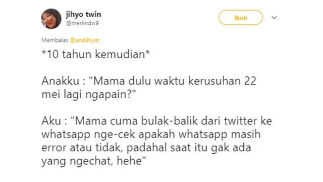 Cuitan kocak (Sumber: Twitter/merlindw9)