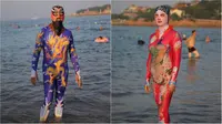 Rancangan "facekini" awalnya dipakai oleh para wanita setengah baya untuk melindungi diri dari sengatan sinar matahari di pantai. (Sumber Tencents via Shanghaiist.com)