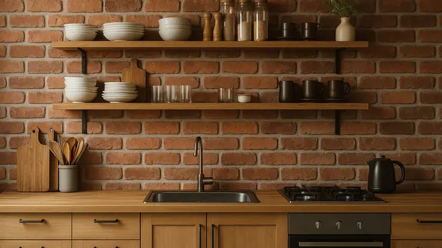 7 Model Dapur Minimalis Dinding Bata Ekspos, Tampil Natural dan Kekinian