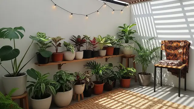 Susunan Pot Tanaman di Sepanjang Dinding