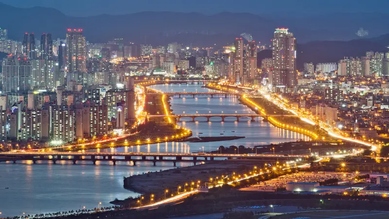 Ilustrasi penampakan kota Ulsan di Korea Selatan yang dibangun kota di bawah laut