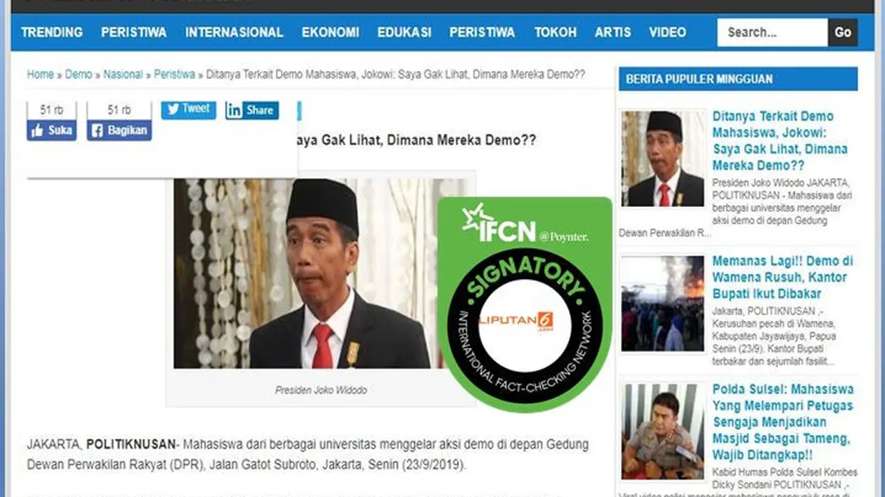 [Cek Fakta] Klaim Ditanya Terkait Demo Mahasiswa, Jokowi: Saya Gak Lihat, Faktanya?