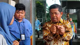 Idrus memberikan pernyataan saat tiba di gedung Kemenkumham, Jakarta, Rabu (4/3/2015). Idrus mengingatkan kubu Agung cs agar tidak mengklaim kemenangan terkait putusan Mahkamah Partai. (Liputan6.com/Yoppy Renato)