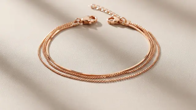 Gelang Rose Gold Kombinasi Layered Minimalis
