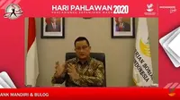 Menteri Sosial Juliari P. Batubara saat menjadi narasumber Webinar Kepahlawanan yang digelar Kemensos di Jakarta, Senin (09/11/2020).