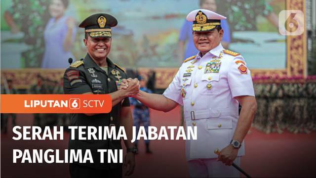 Panglima Tentara Nasional Indonesia menggelar serah terima jabatan di Markas Besar TNI, Cilangkap, Jakarta Timur. Secara resmi, Jenderal Andika Perkasa menyerahkan jabatan Panglima TNI, kepada Laksamana TNI Yudo Margono.