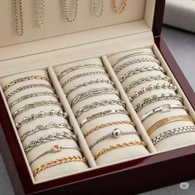 Model Gelang Rantai 7 Gram Emas Putih yang Elegan. Foto: Gemini