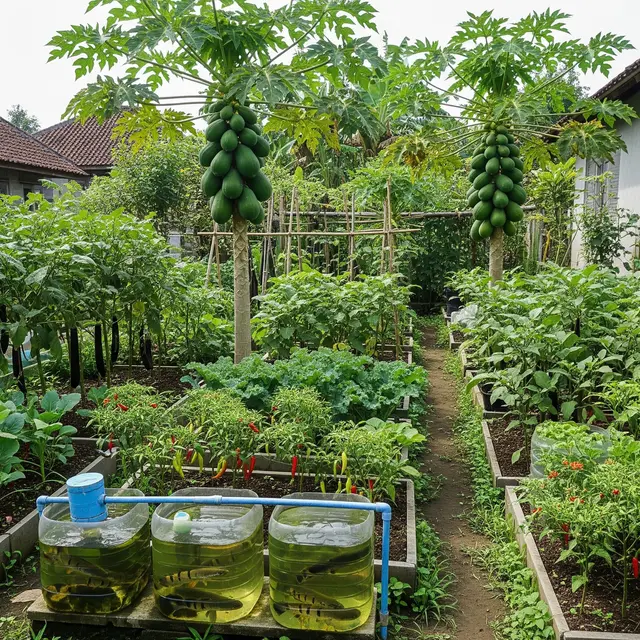 Ide Halaman Rumah Produktif dengan Ternak Ikan Gabus Galon, Sayur dan Buah