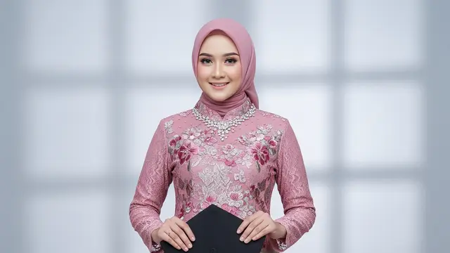 Model Gamis Midi Kombinasi Brokat untuk Wisuda