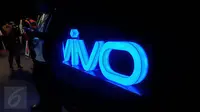 Logo Vivo tampak di acara bertajuk "Perfect Moment" yang diadakan di Hall D1, JiExpo Kemayoran. (Liputan6.com/Agustinus Mario Damar)