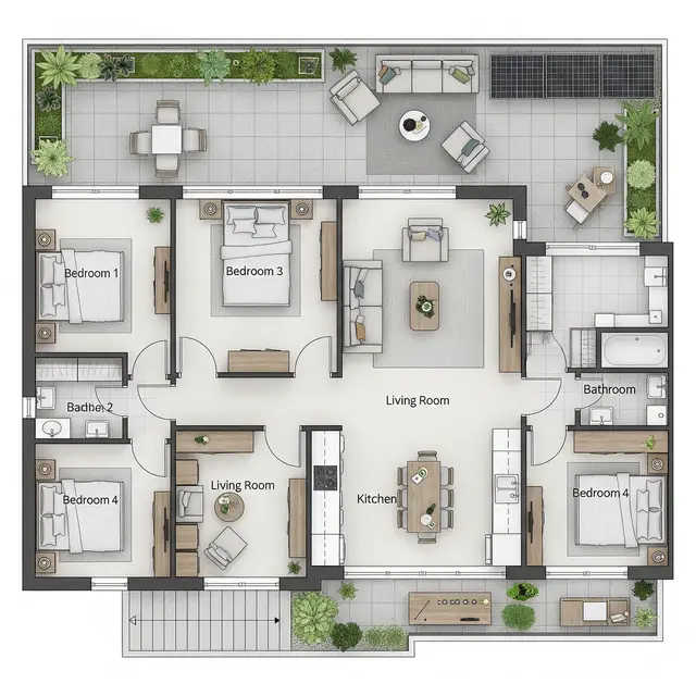 Desain Rumah 6x12 dengan 4 Kamar (Foto: Gemini)