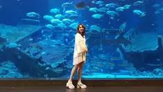 Meski menggunakan busana serba putih penampilan BCL tetap terlihat kece. Ditambah dengan latar akuarium besar pada foto tersebut, semakin menonjolkan bangimana santainya BCL ketika sedang berlibur. (Liputan6.com/IG/@bclsinclair)