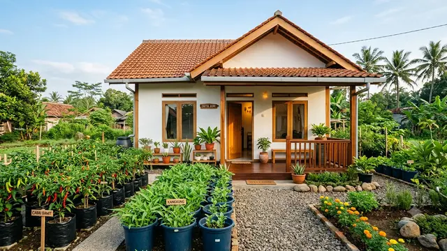 Inspirasi Rumah Desa dengan Kebun Mini yang Bisa Menghemat Pengeluaran Bulanan. Gemini