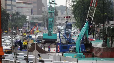 Pengeboran jalur proyek mass rapid transit (MRT) dan stasiun bawah tanah akan dimulai pada Agustus 2015 mendatang, Jakarta, Rabu (4/3/2015). (Liputan6.com/Faizal Fanani)
