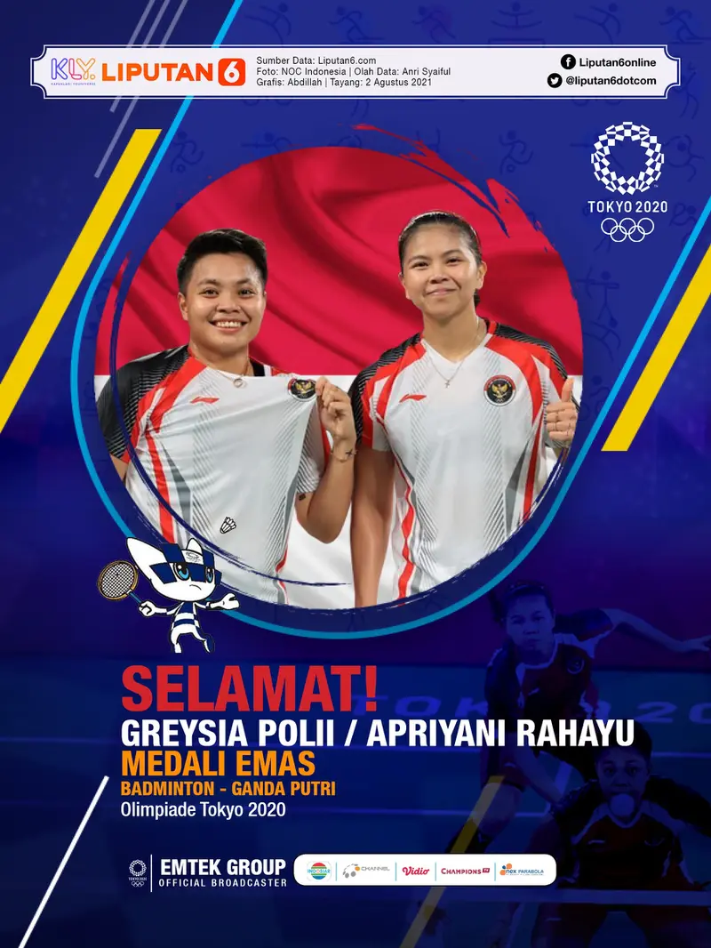 Infografis Greysia Polii / Apriyani Rahayu Raih Medali Emas Olimpiade Tokyo 2020. (Liputan6.com/Abdillah)