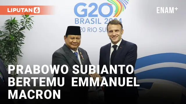 PRABOWO SUBIANTO BERTEMU EMMANUEL MACRON DI SELA KTT G20 DI BRASIL