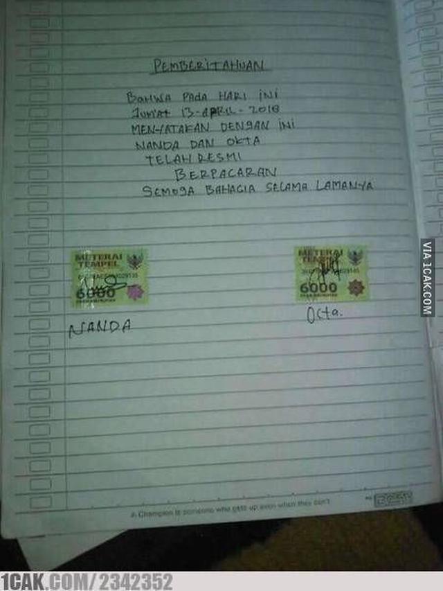 6 Surat Perjanjian Pacaran Ini Bikin Senyum Tipis, Langgar Langsung Putus