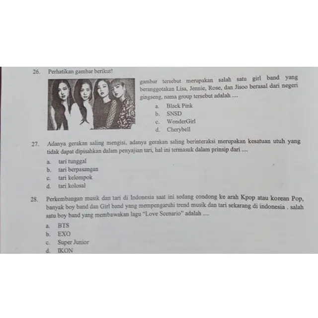 6 Soal Ujian Libatkan Penyanyi Ini Bikin Murid Elus Dada