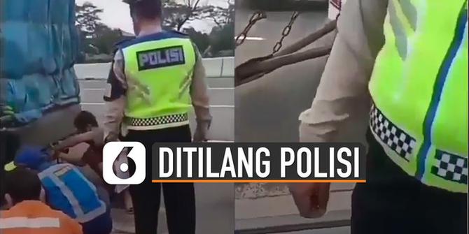 VIDEO: Polisi Tilang Mobil Angkutan yang Sedang Menolong Mobil Rusak di Jalan