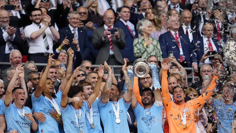 Juara Piala FA 2022/2023, Manchester City Selangkah Lagi Raih Treble Winner