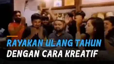 Ada-ada saja tingkah sekelompok pemuda ini ketika memberikan kejutan kepada temannya yang berulang tahun.
