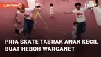Pria bermain skateboard menabrak anak kecil yang sedang bermain. Insiden terjadi di area skate park