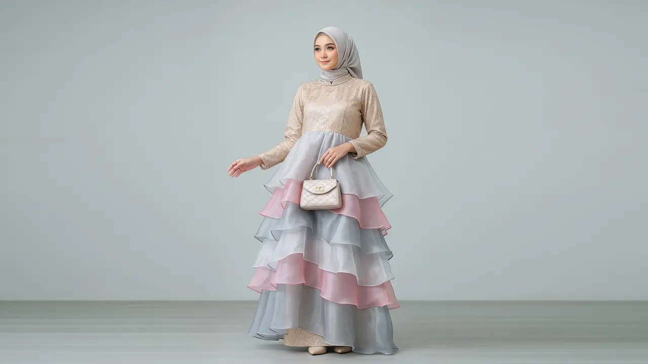 Tren Gamis Organza Simple tapi Mewah untuk Pesta Pernikahan
