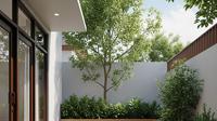 Desain Rumah Kecil Tropis dengan Taman Belakang. Foto: Gemini