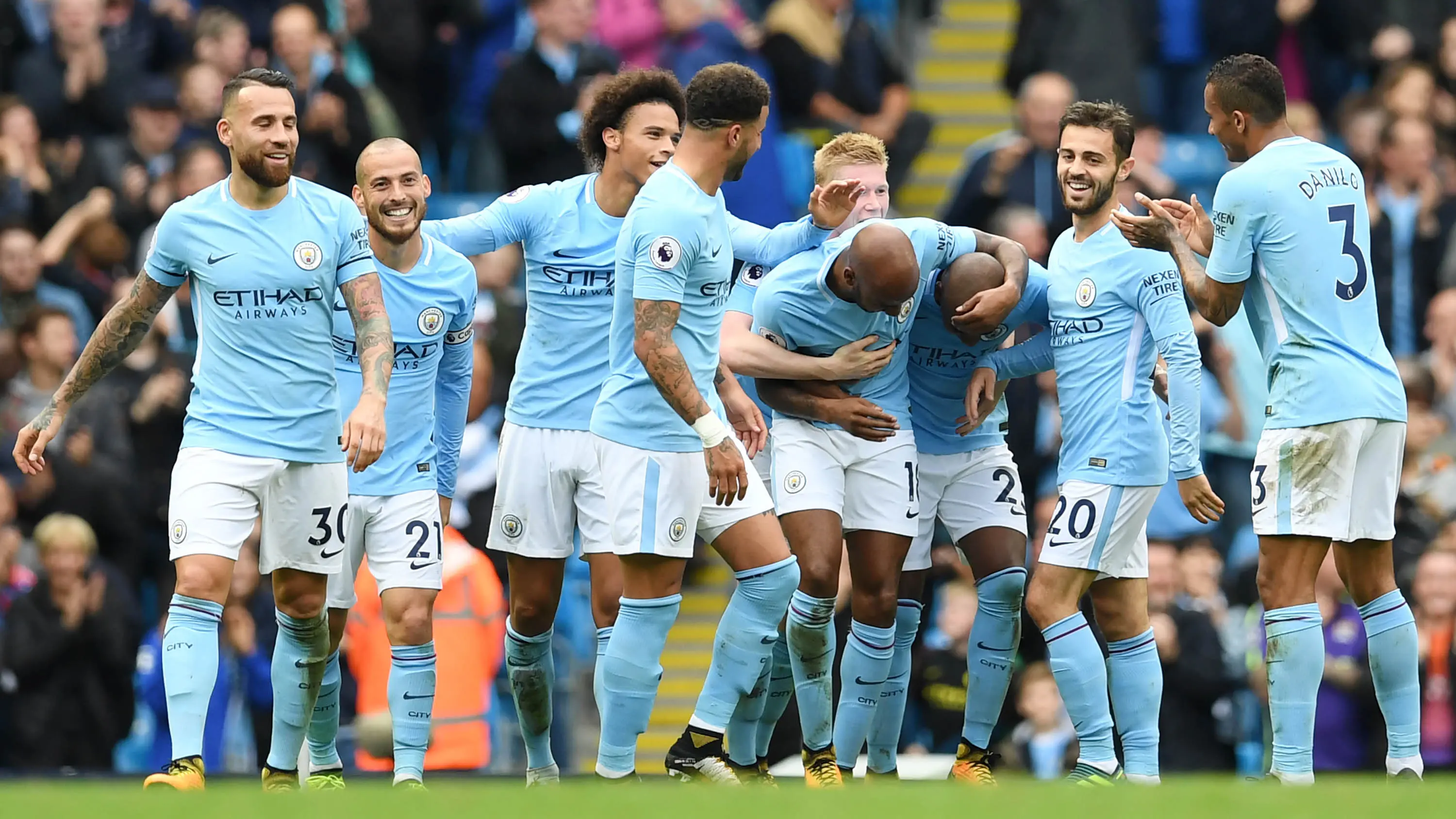 Manchester City bidik kemenangan lawan Palace.  (AFP/Paul Ellis)