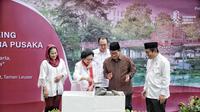 Gubernur DKI Jakarta, Pramono Anung telah menggelar peletakan batu pertama atau groundbreaking Taman Bendera Pusaka. Dalam peletakan batu pertama itu hadir pula Ketua Umum (Ketum) PDI Perjuangan (PDIP), Megawati Soekarnoputri (Istimewa)