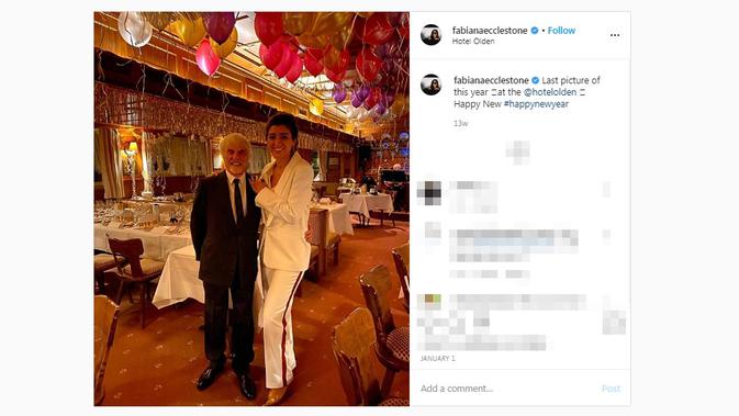 Mantan bos F1, Bernie Ecclestone dan sang istri, Fabiana Flosi. (dok. Instagram @fabianaecclestone/https://www.instagram.com/p/B6v8lQMDS3j/Putu Elmira)