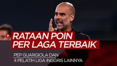 Berita motion grafis 5 manajer dengan rataan poin per laga terbaik Liga Inggris. Pep Guardiola kalahkan Alex Ferguson.