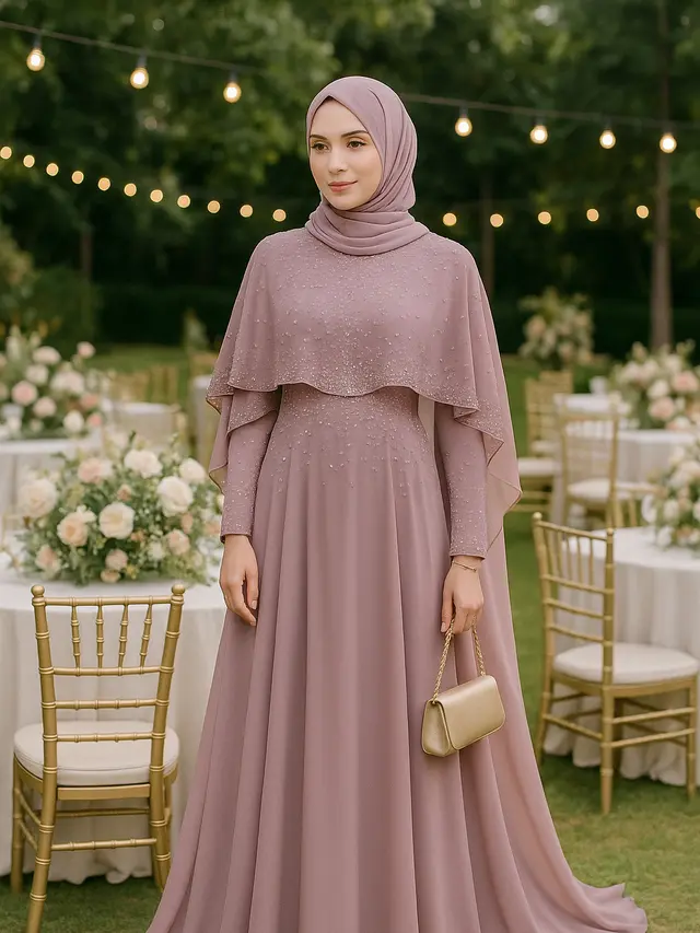 Model Gamis Syari Kekinian Warna Pastel