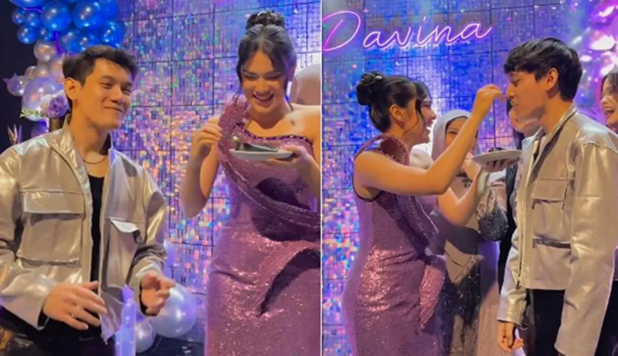 Dalam sebuah video yang menandai akun Instagram Davina, terlihat aktris keturunan Sunda dan Minahasa itu menyuapi kue kepada kakak laki-lakinya yang kembar. Netizen pun memuji visual dari kakak Davina yang tampan. Keduanya kompak memakai jaket silver dan celana hitam. (Liputan6.com/IG/@farahcarpetsofficial)