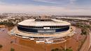 Foto udara stadion klub Brasil Gremio, Arena do Gremio saat dilanda banjir di Porto Alegre, negara bagian Rio Grande do Sul, Brasil, pada 7 Mei 2024. (AFP/Carlos Fabal)