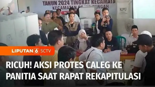 Rapat Pleno rekapitulasi suara pemilu di Kabupaten Lombok Tengah, Nusa Tenggara Barat, berlangsung ricuh. Keributan dipicu oleh aksi protes dari saksi calon legislator terhadap panitia pemungutan.