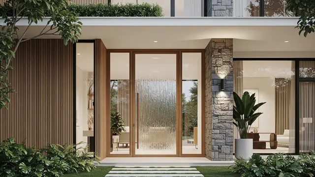 Pintu Kaca Bermotif Rain Glass