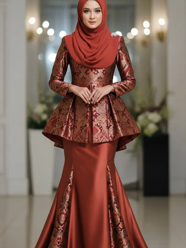 Gamis Rok Mermaid Brokat-Satin